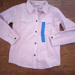 Ecothreads Girl's Size Large Corduroy Button Pink Long Sleeve Shirt NWT